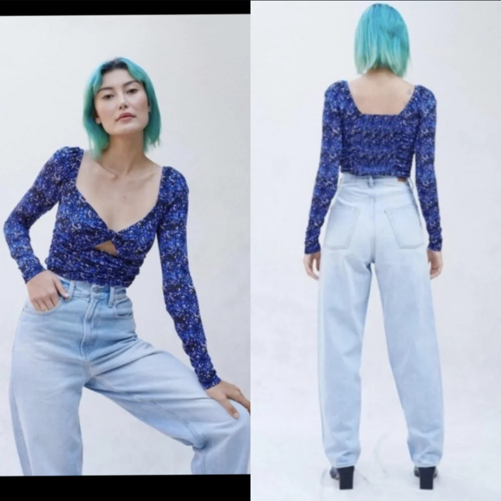 Urban Outfitters Juliana Crepe Cutout Cropped Top